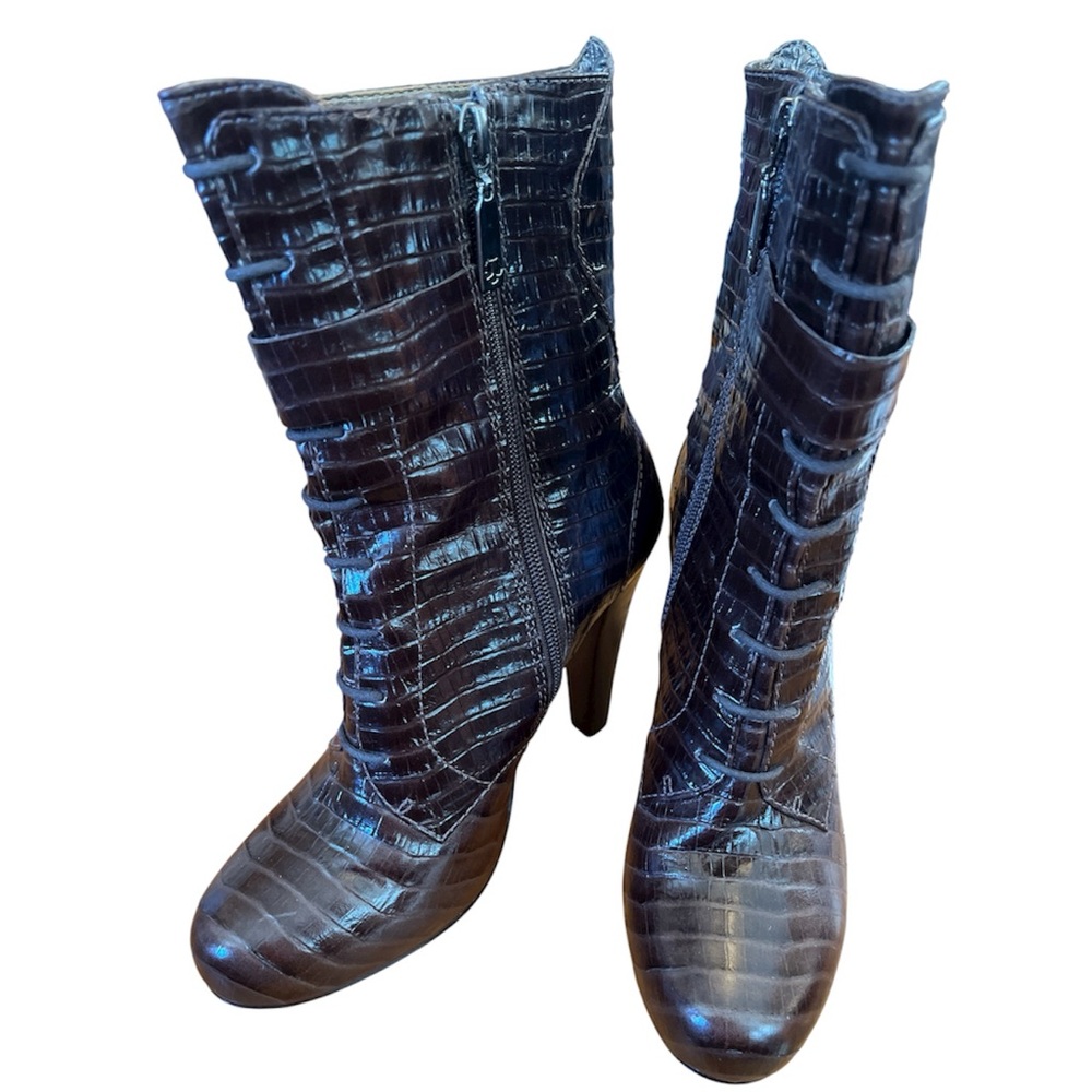 Talbots Brown Crocodile Pattern Upper Leather 4.5… - image 3